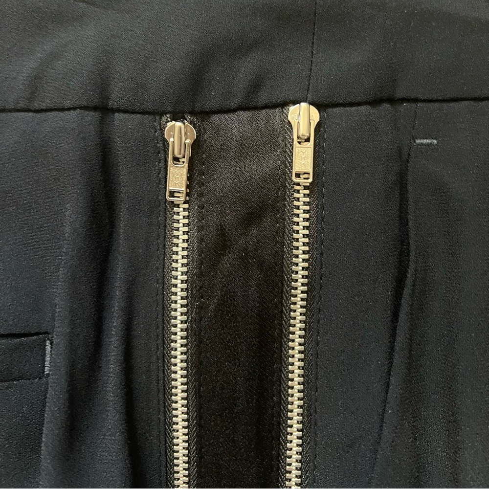A.L.C. Side Zip Trousers Blue/Blk Trim SZ 2 High Rise Pockets Casual Evening - Picture 15 of 16